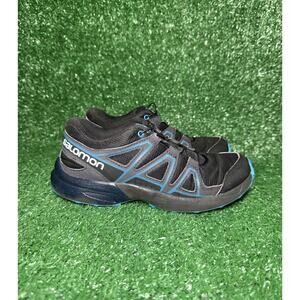 Salomon Speedcross Trail Running Shoes Youth Size 2 Black Blue Comfort Sneaker‎